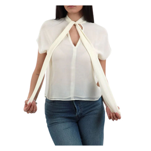 Emme Marella Blusa Blusa Donna a V con sciarpa 42 - Francavilla Moda